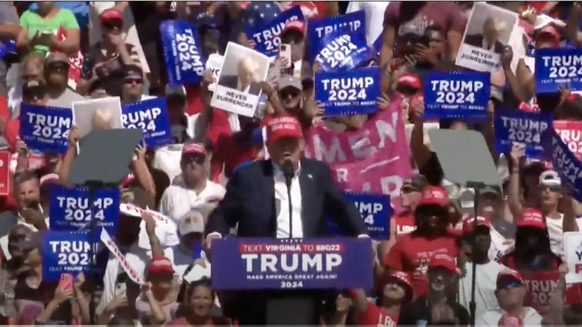 Former President Donald Trump speaks at a campaign rally in Virginia.